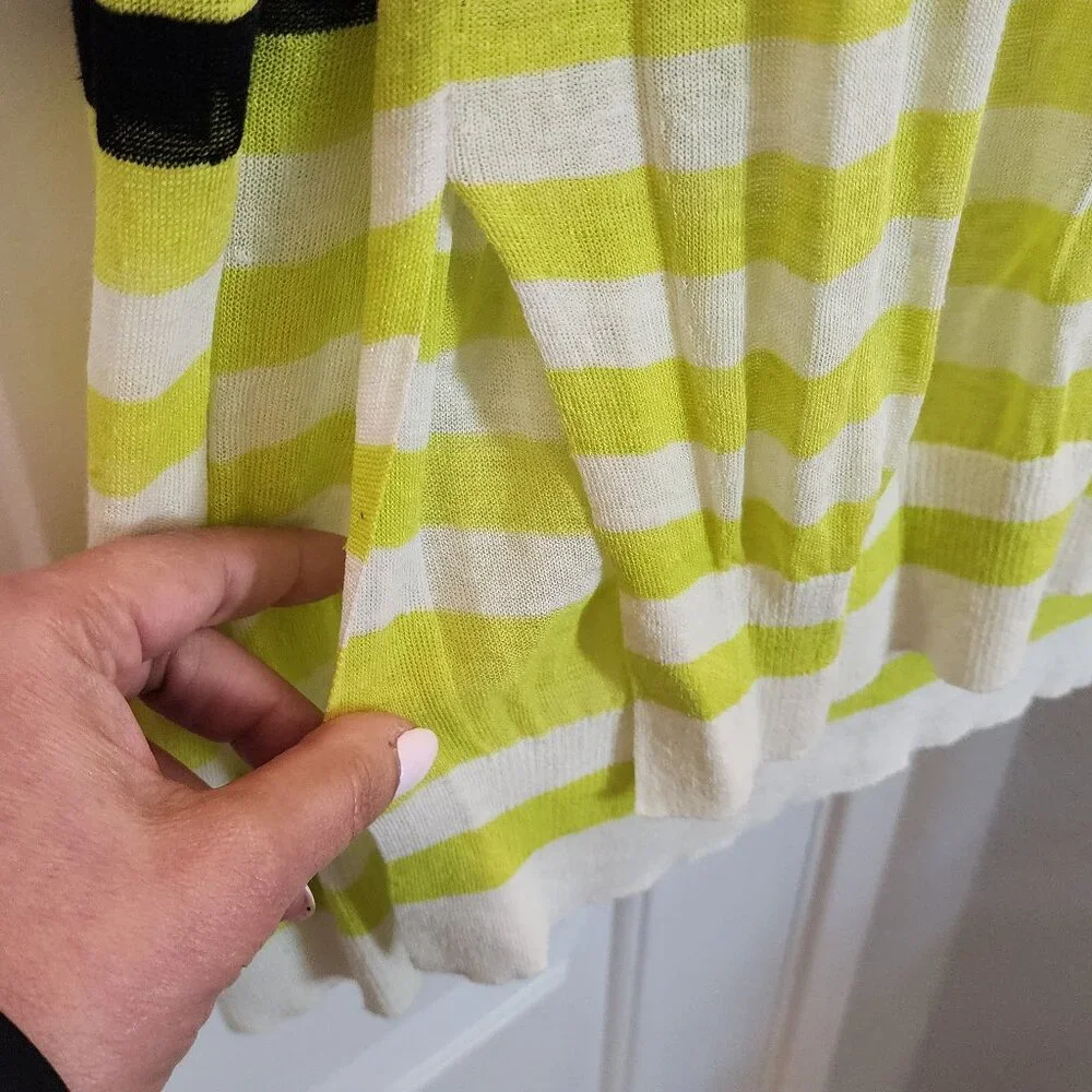 Diane Von Furstenberg Neon Striped Linen Sweater Size XL - Picture 3 of 3